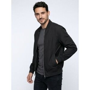 Outdoor Jacket Mens Black Full Zip Bomber Jacket Utility Sleeve‎ Pocket Small